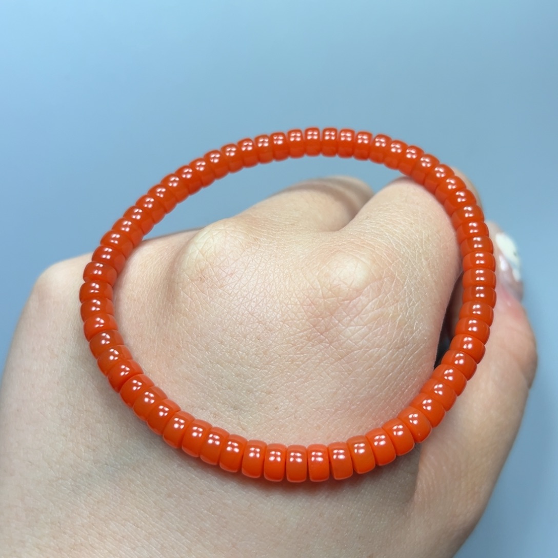 南红玛瑙柿子红药片单圈5mm未镶嵌