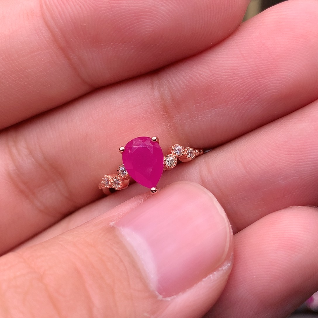 红宝石戒指银S925镶嵌