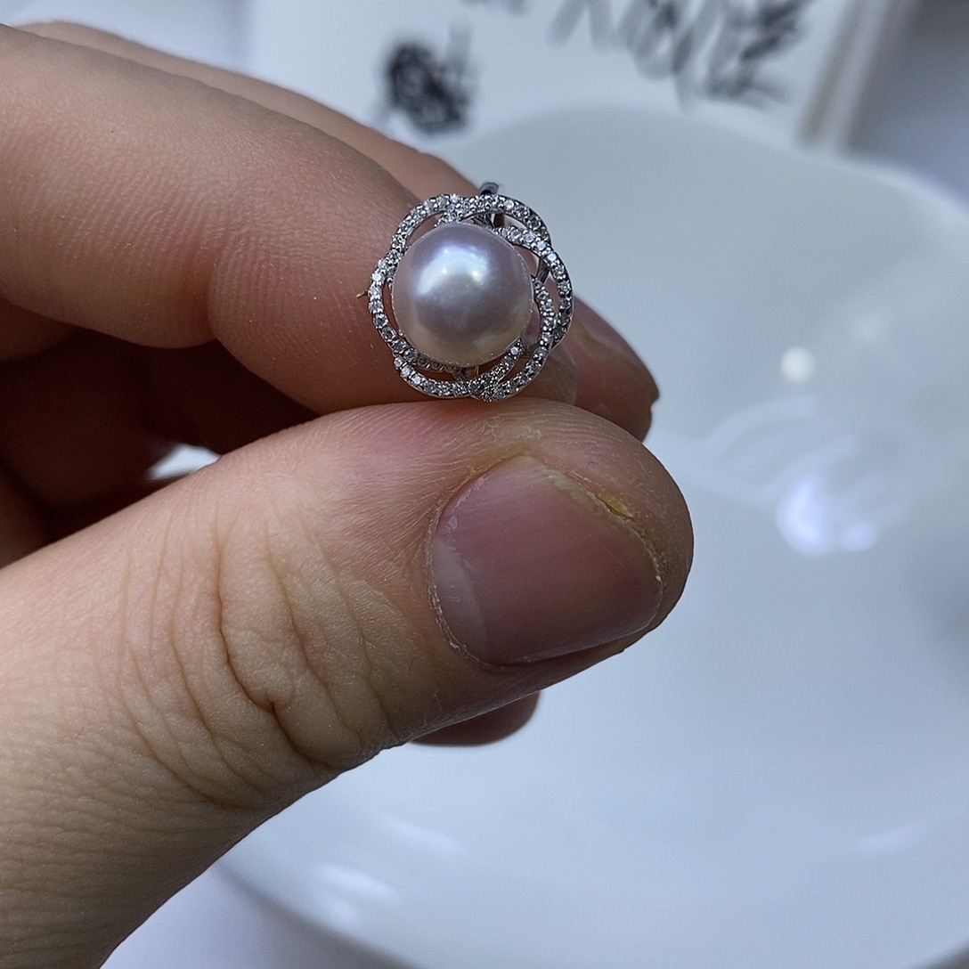 银S925镶嵌戒指海水珍珠