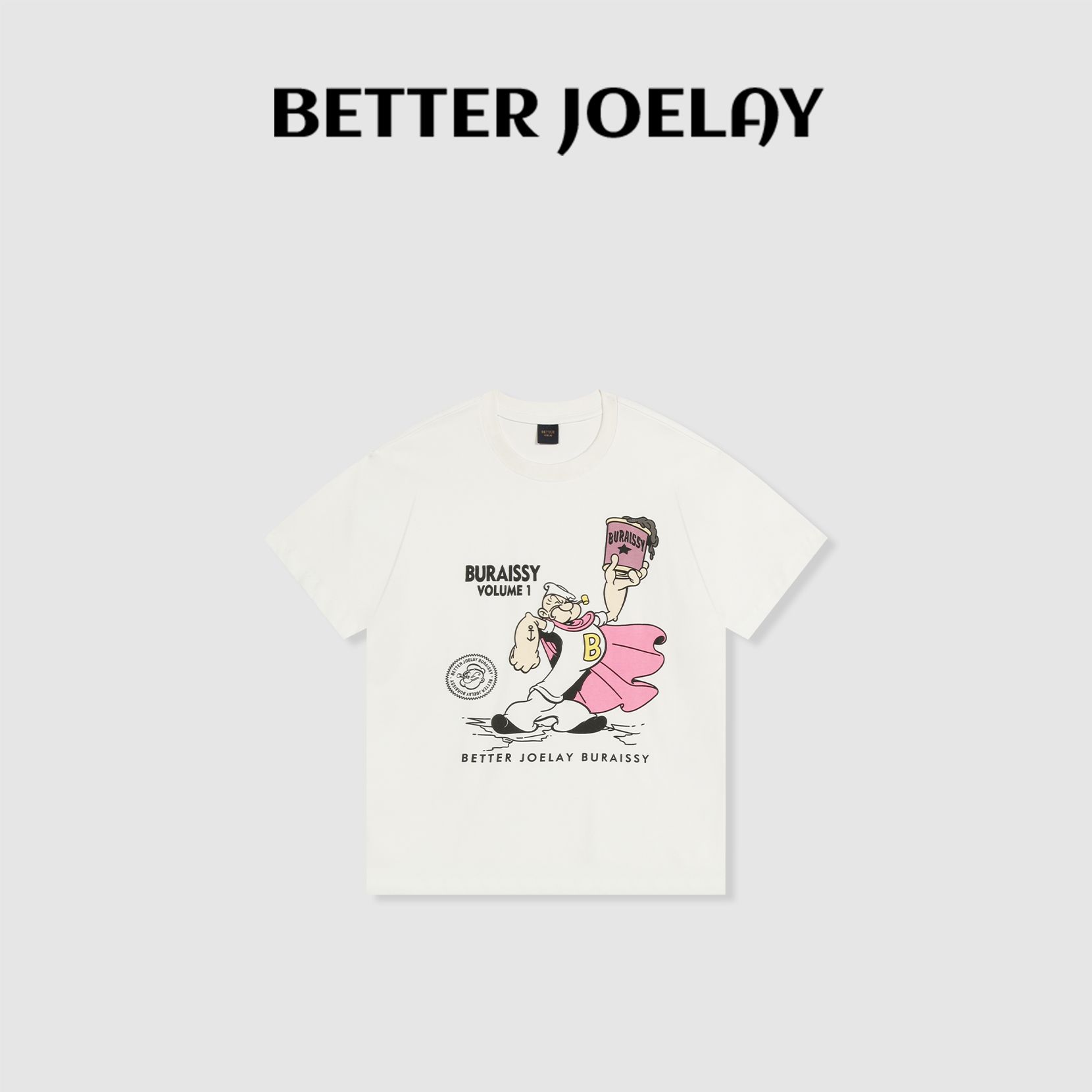 BETTER JOELAY -中版【大力士将军】百搭微宽松可爱短袖T恤KH1822