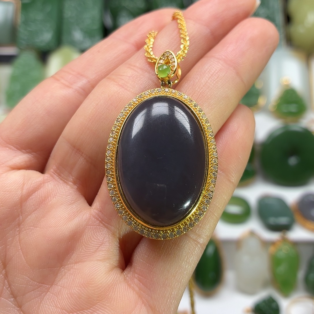 和田玉银S925镶嵌颈饰