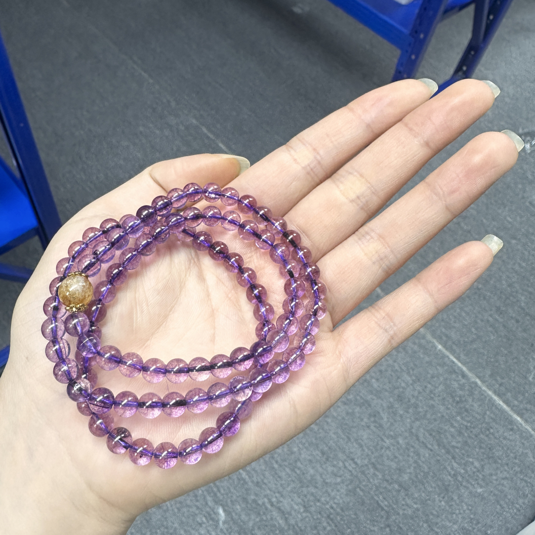 小帅家的珠宝—精美设计款紫水卡6毫米三圈