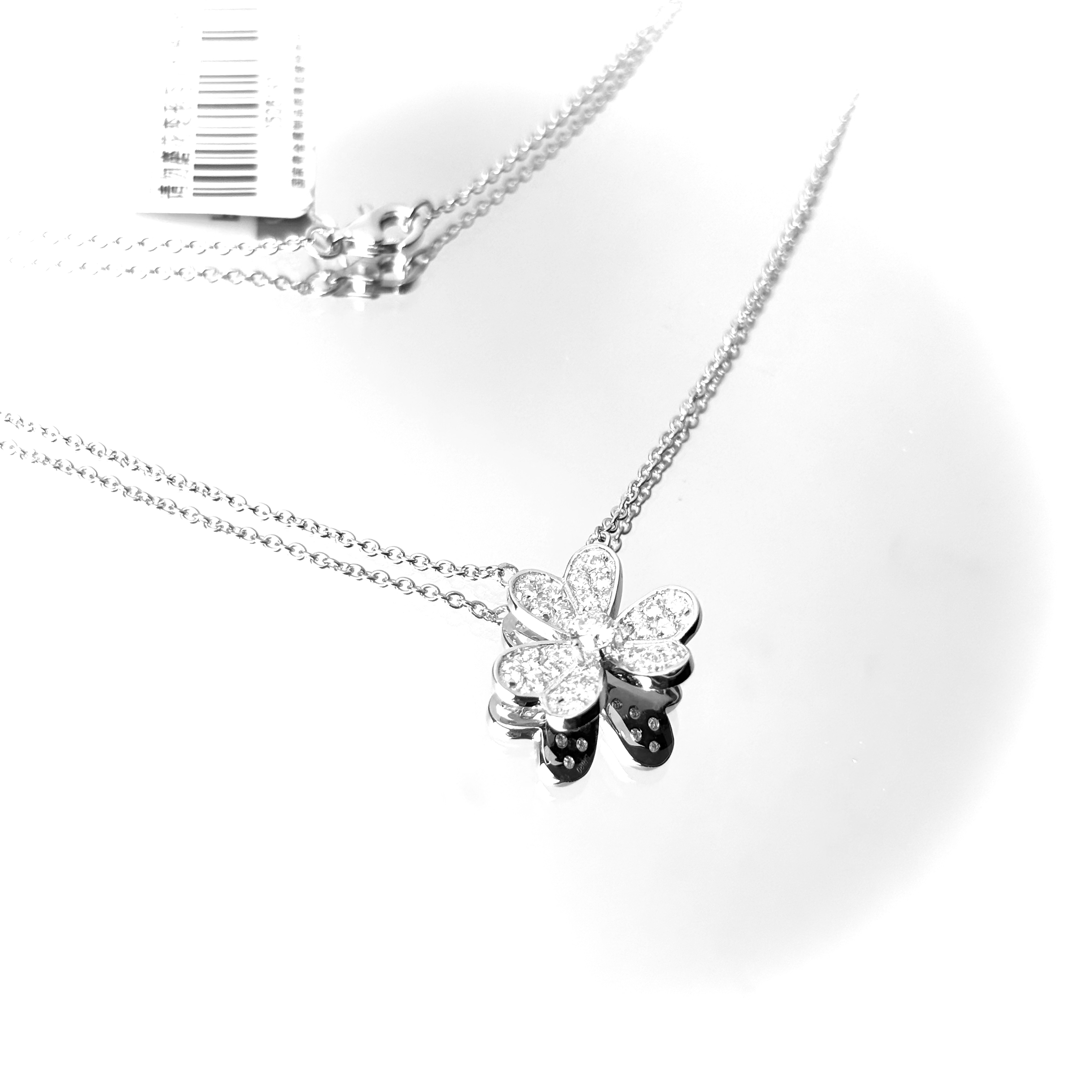 柴尔德珠宝 莫桑石铂金Pt950镶嵌莫桑石满莫桑幸运草套链欧美风