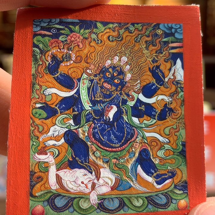 卷轴画热贡纯手绘唐卡大黑天作品