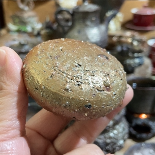 杯粗陶盖置柴烧裸烧手作品