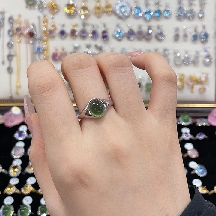 *****岫玉银S925镶嵌戒指