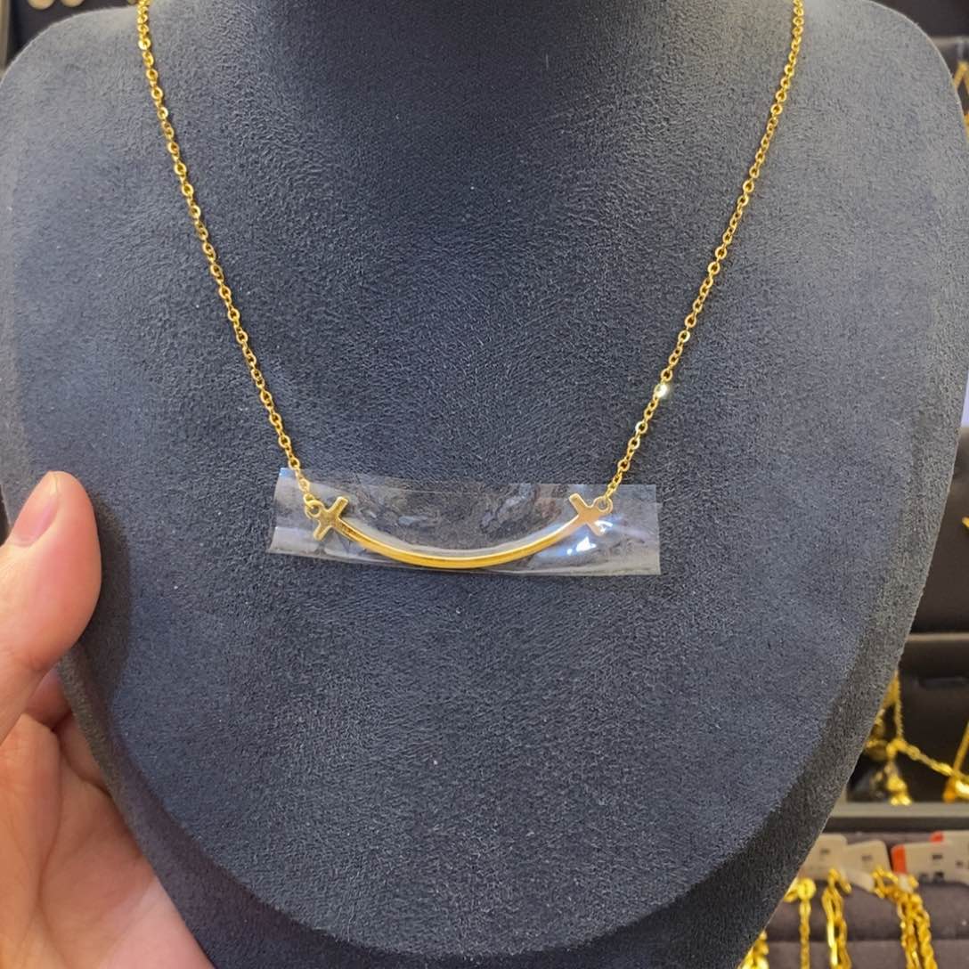 无坠链均足银微笑项链