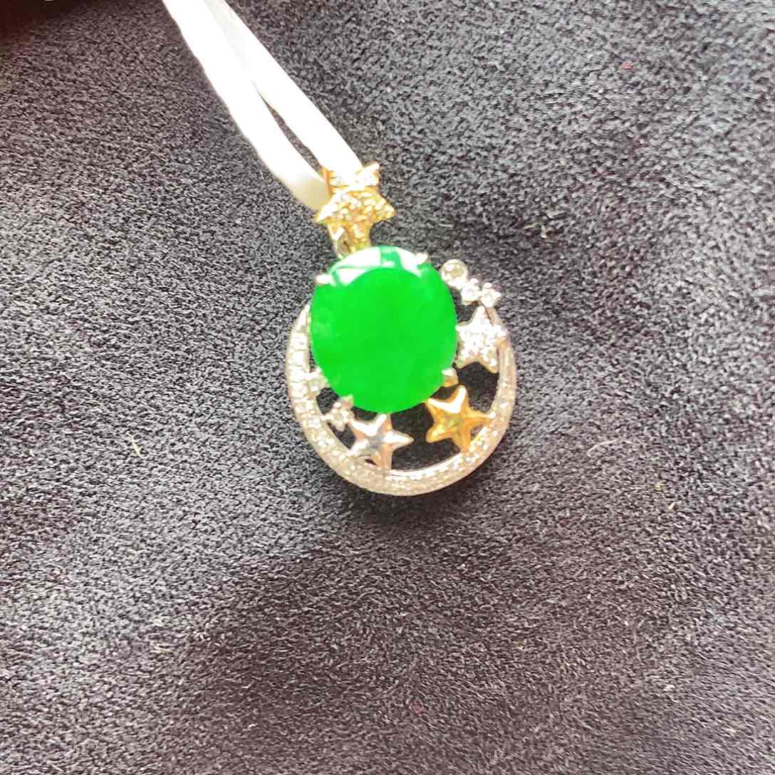 翡翠颈饰18K金镶嵌上新