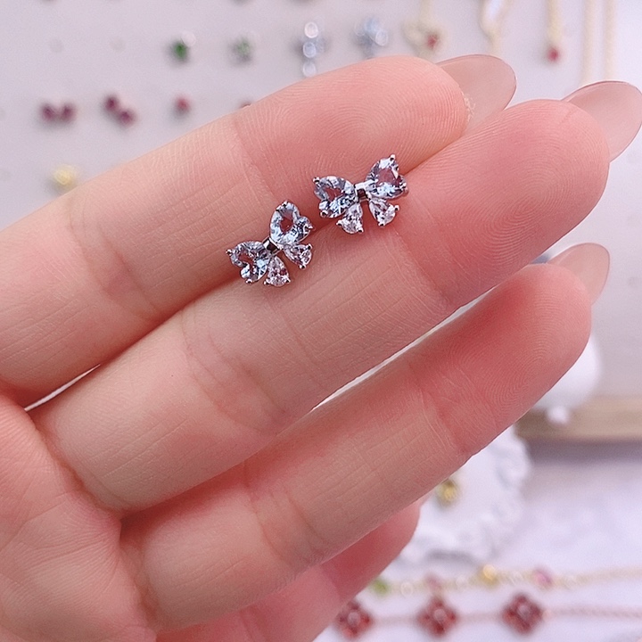 海蓝宝石耳坠银S925镶嵌