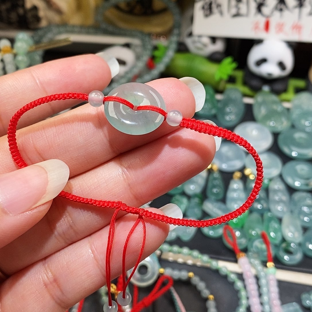 翡翠未镶嵌颈饰平安扣红绳15