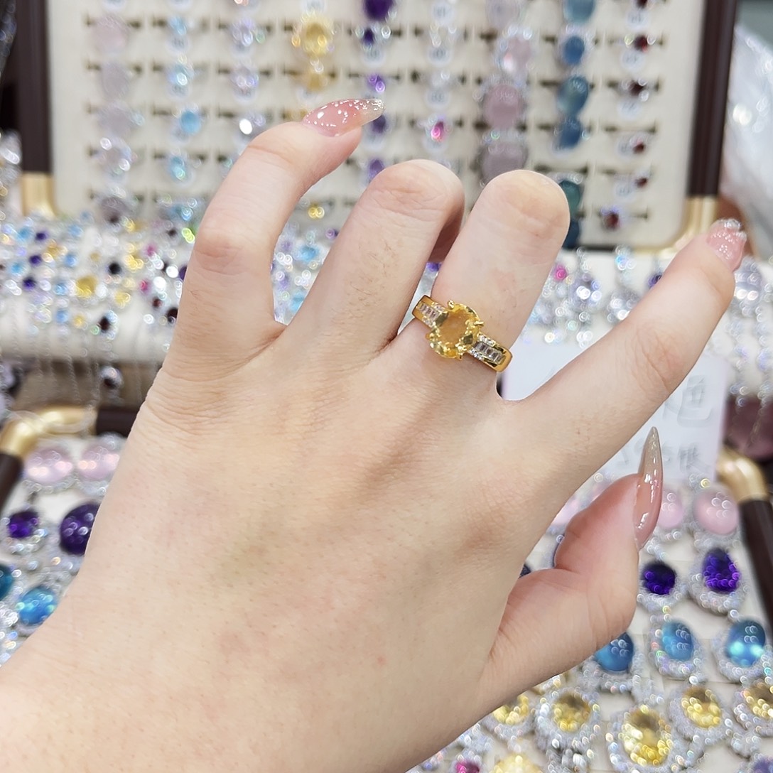 烟晶戒指银S925镶嵌