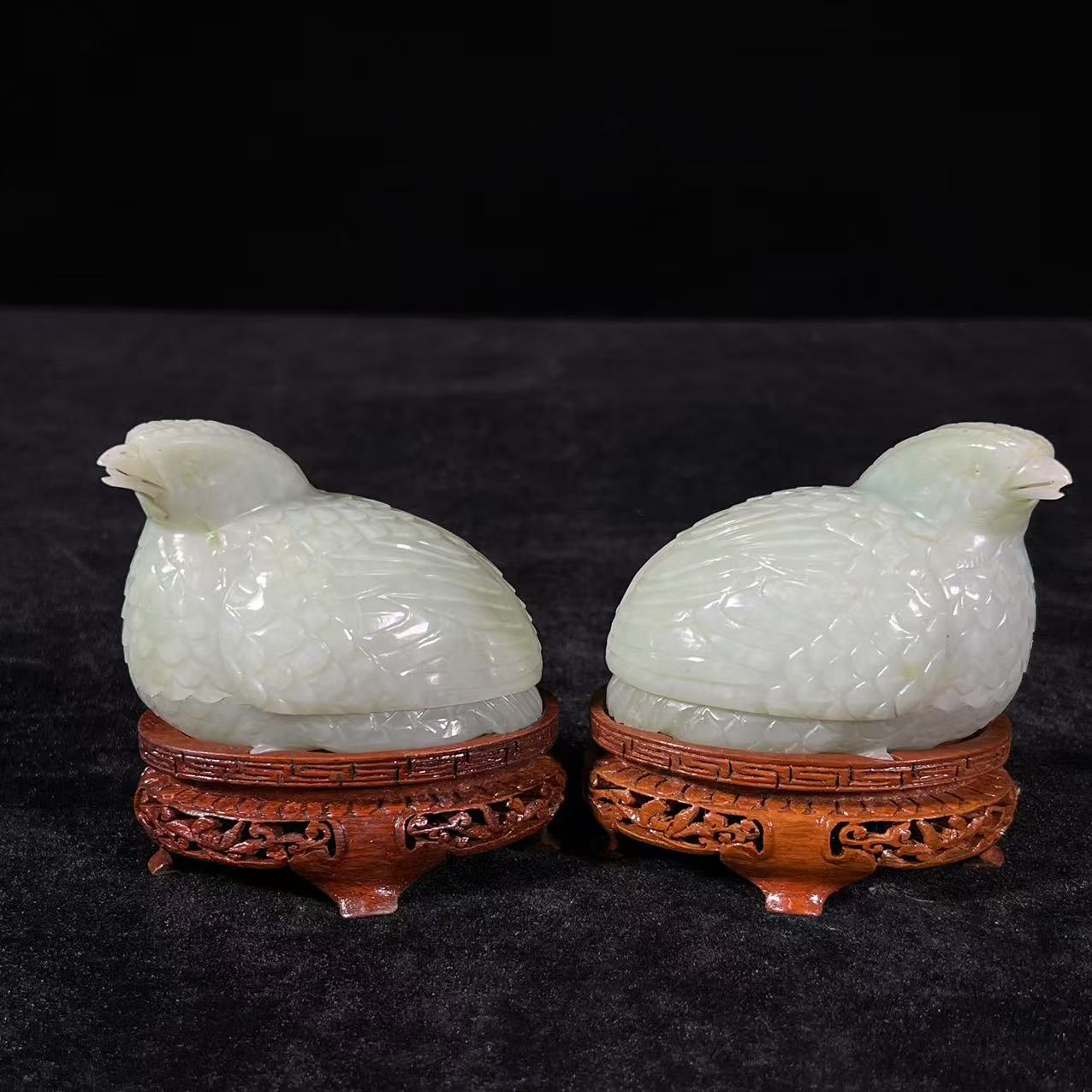 清 【4.1号预展】 214 *玉安居乐业盖盒一对 