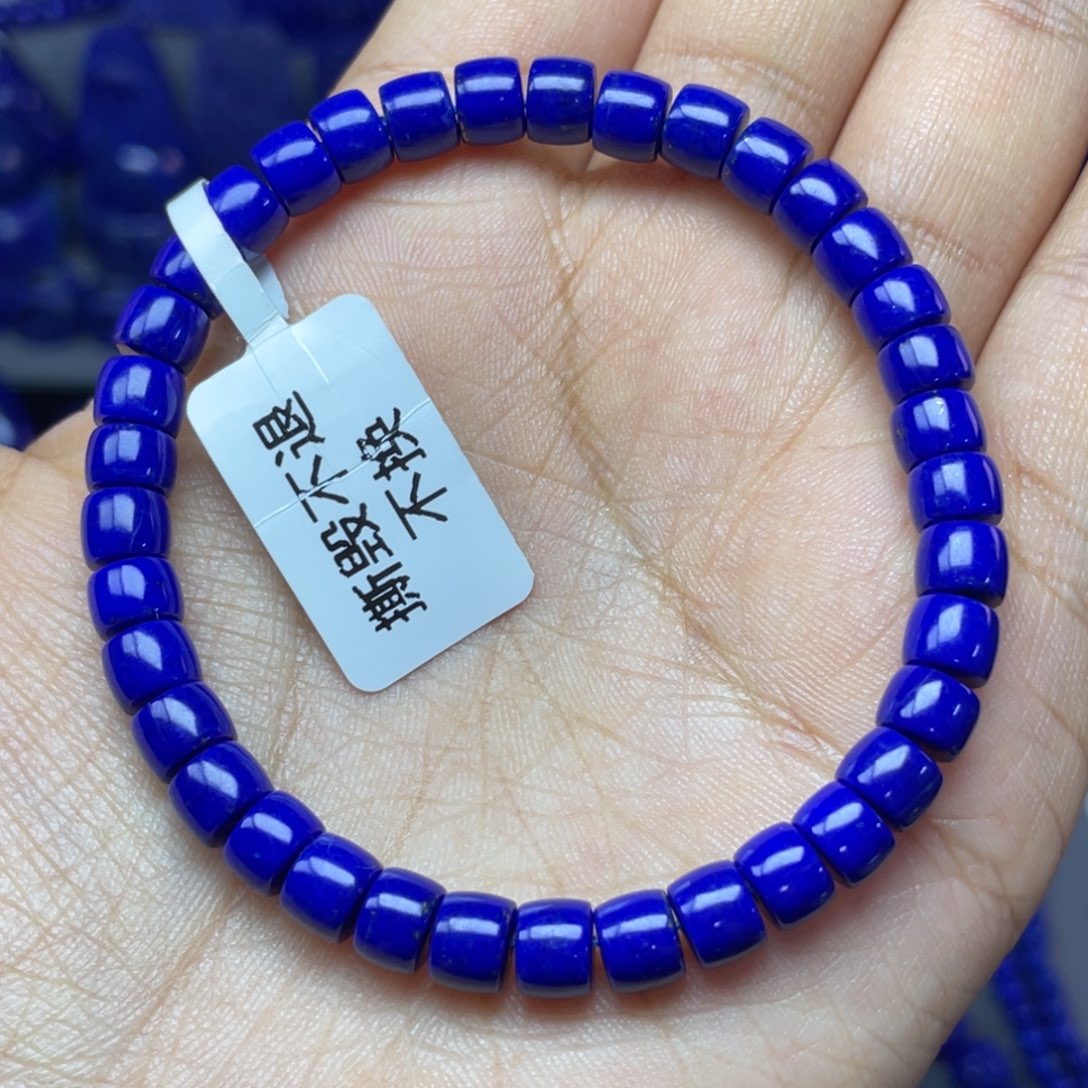 青金石未镶嵌6×4mm直切手串