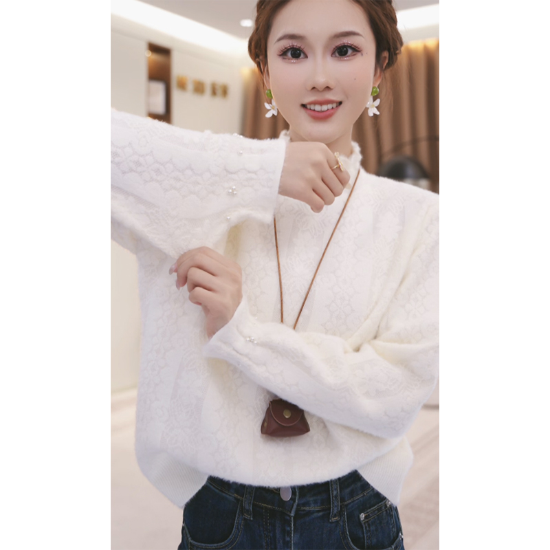 法式半高领喇叭袖打底衫女2025秋季新款时尚百搭上衣TU31656