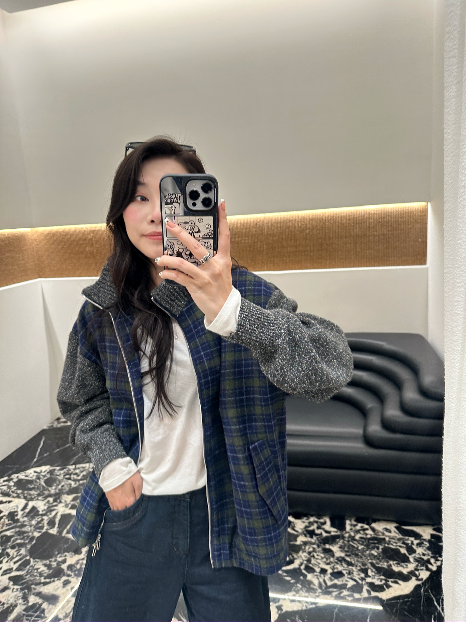 Hi TO Hi 设计师品牌 小众新款 蓝格羊毛外套