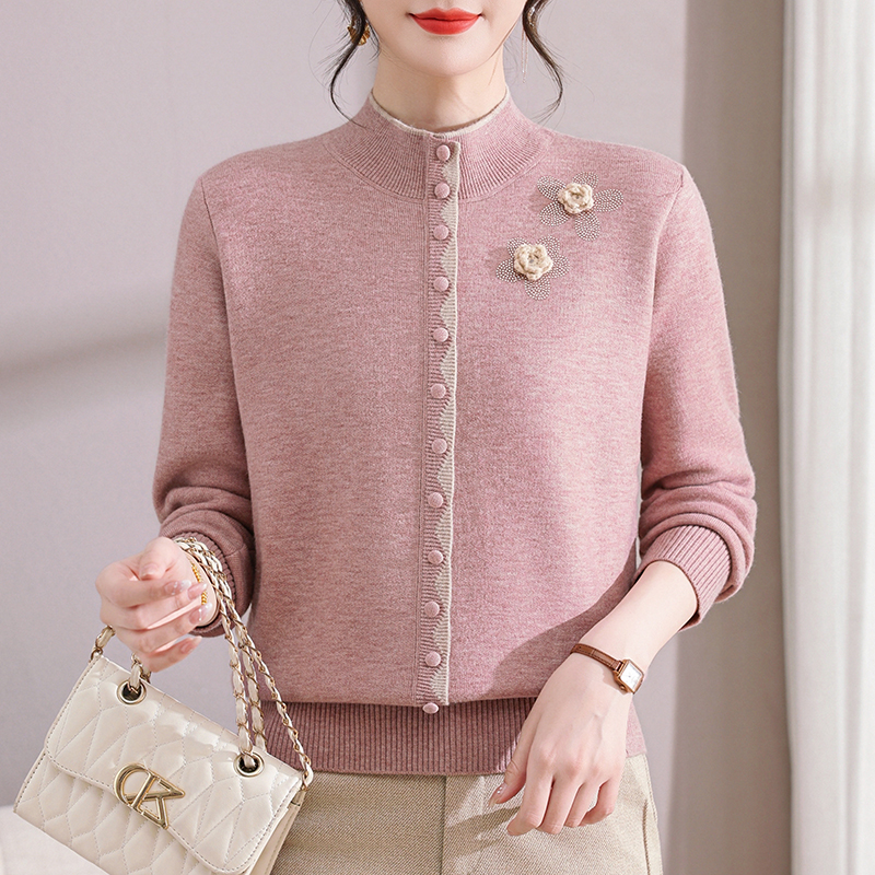 【加绒】妈妈装冬装保暖毛衣半高领打底中老年女装冬季加绒加厚上衣