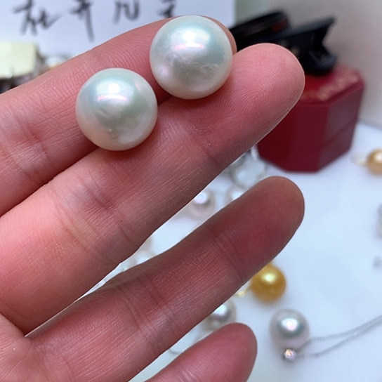 淡水珍珠耳饰银S925镶嵌南*