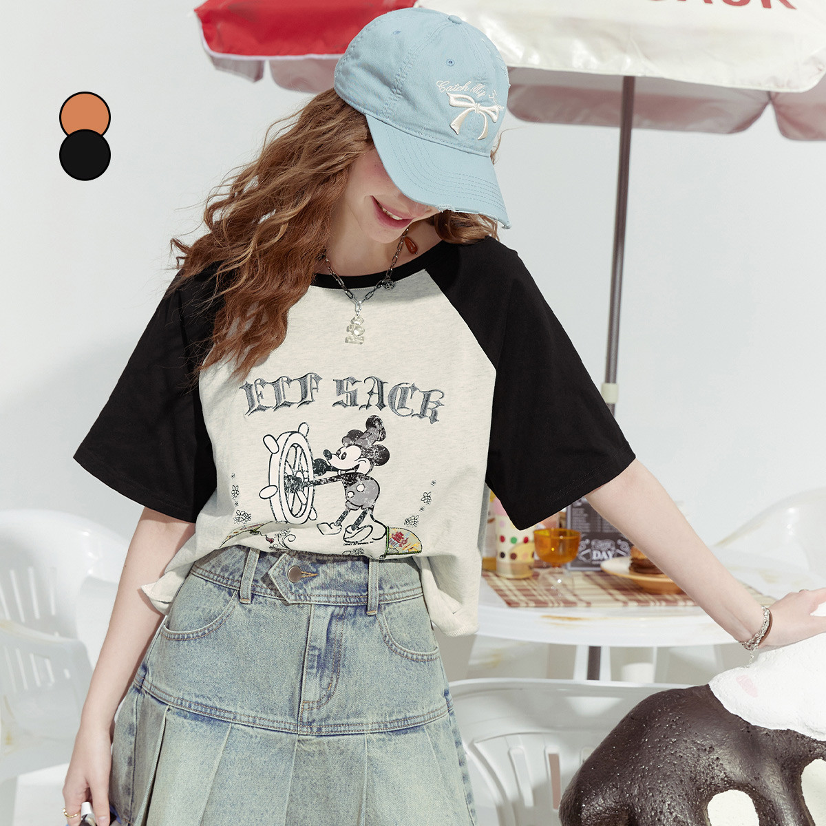 【芋总】妖精的口袋多巴胺系列夏季新款斑驳印花T恤女插