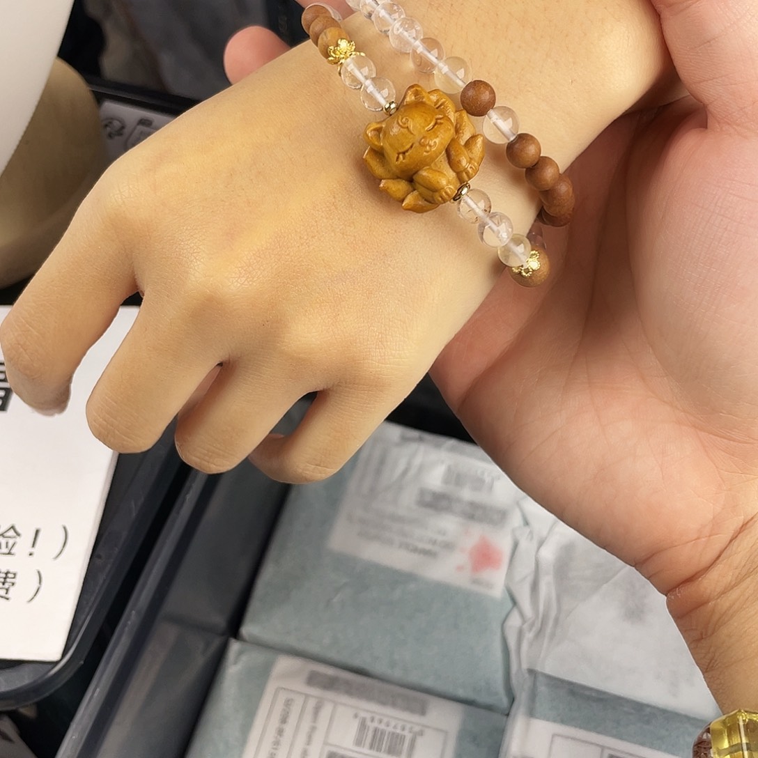 手串水晶银S925镀金镶嵌