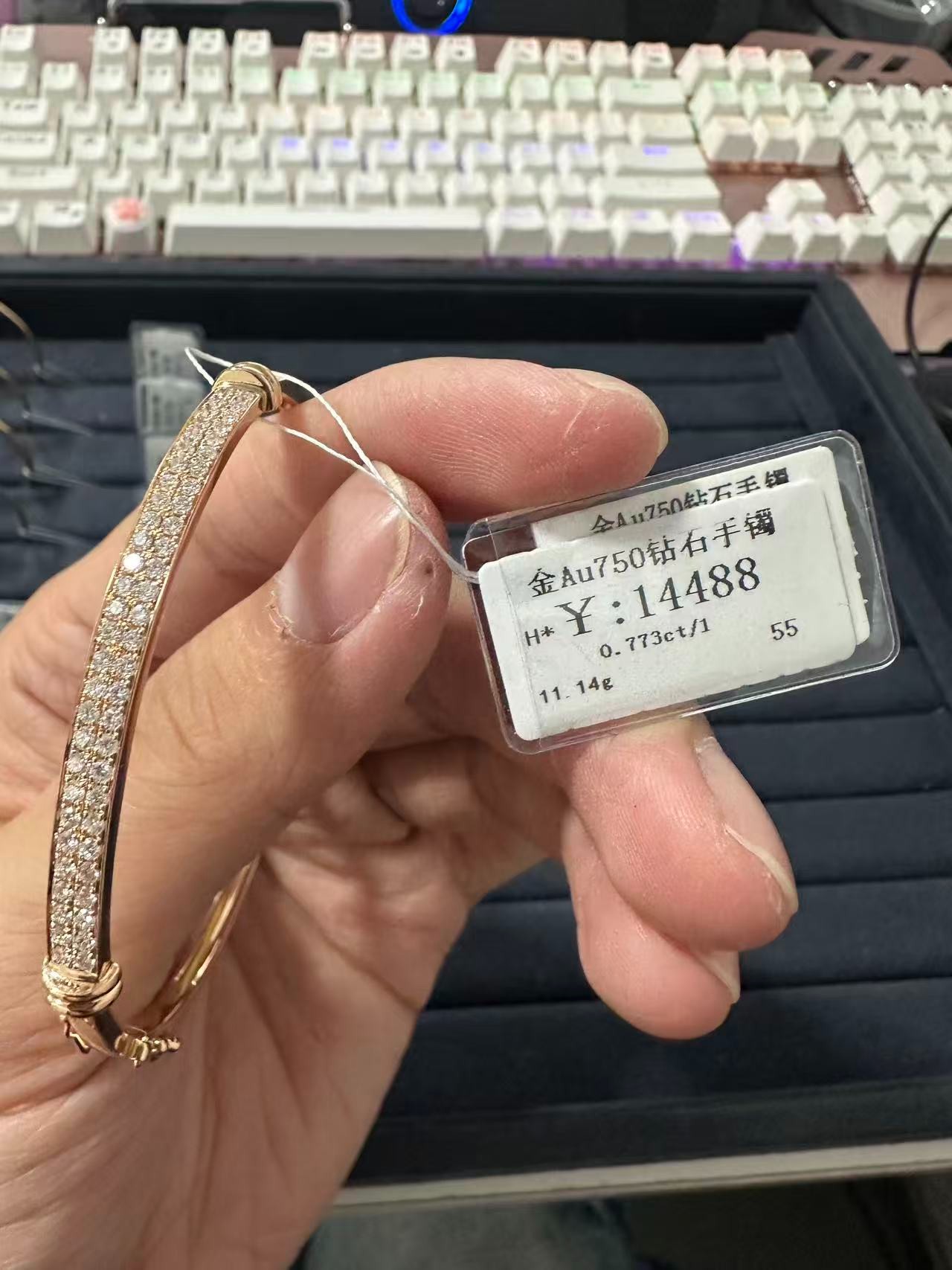 【中秋】18k金半圈双排钻K玫手镯商家编码B2599903578（14488)