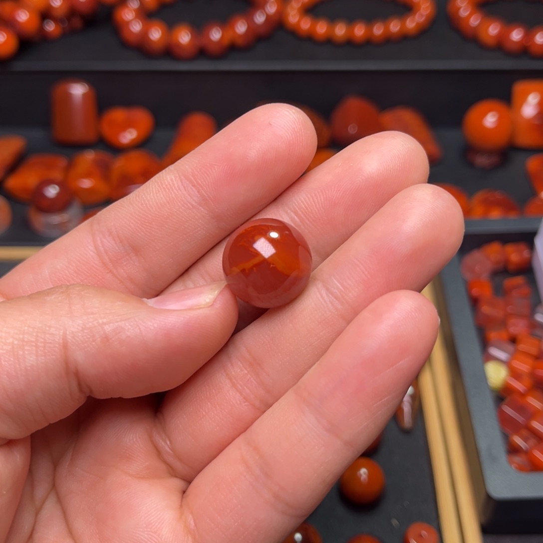 南红玛瑙珠宝奇石未镶嵌极**藏原矿瓦西单珠15.8mm