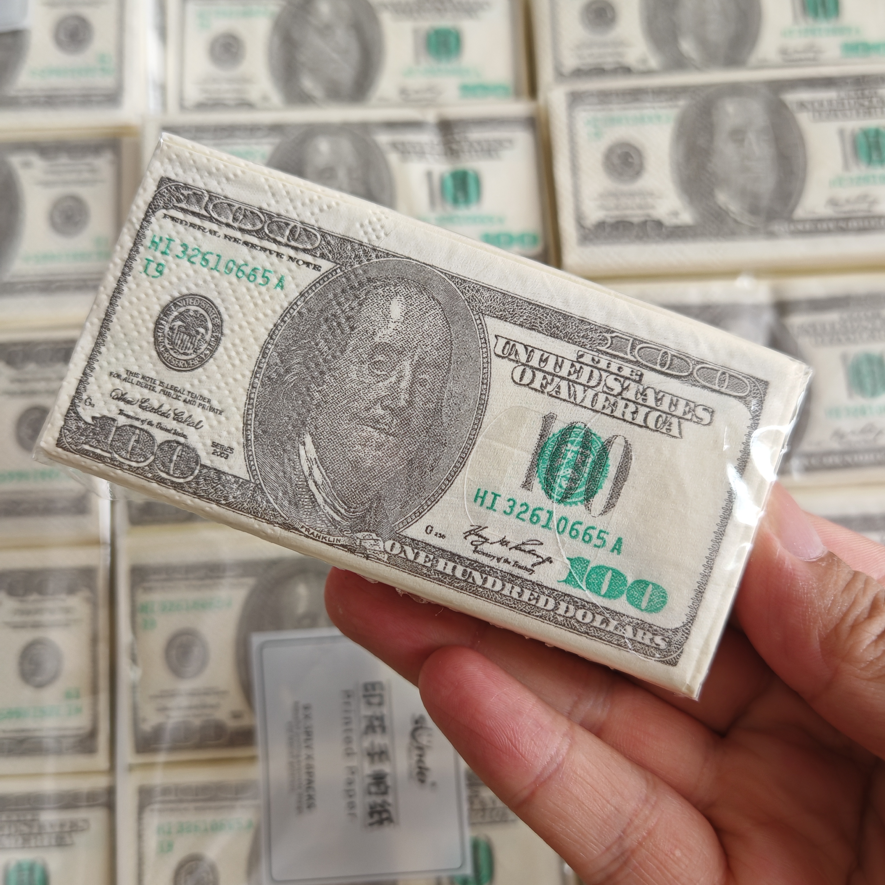 创意美金图案便携小包随身手帕面巾纸彩色印花餐巾纸学生用小包装