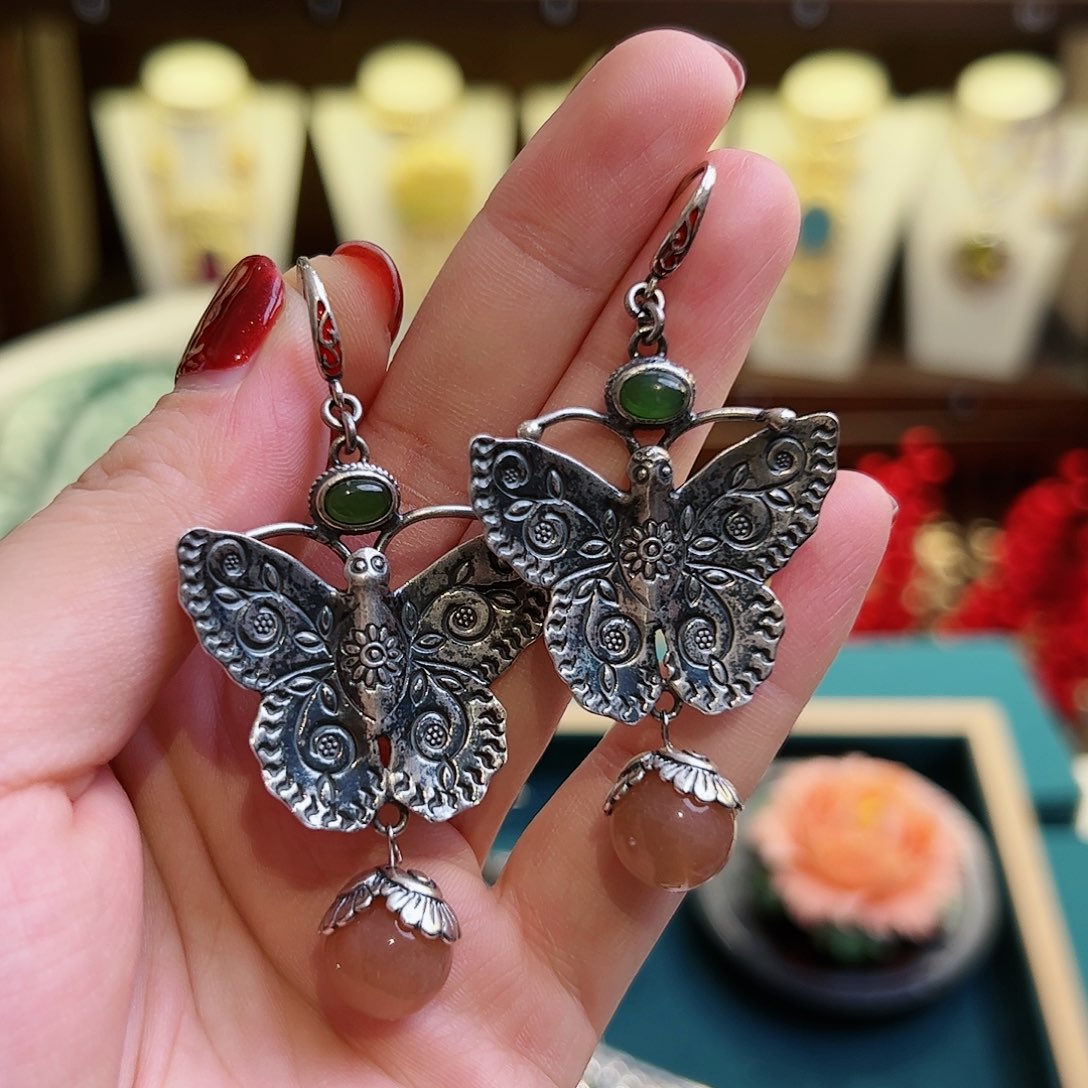 日光石耳环未镶嵌耳环