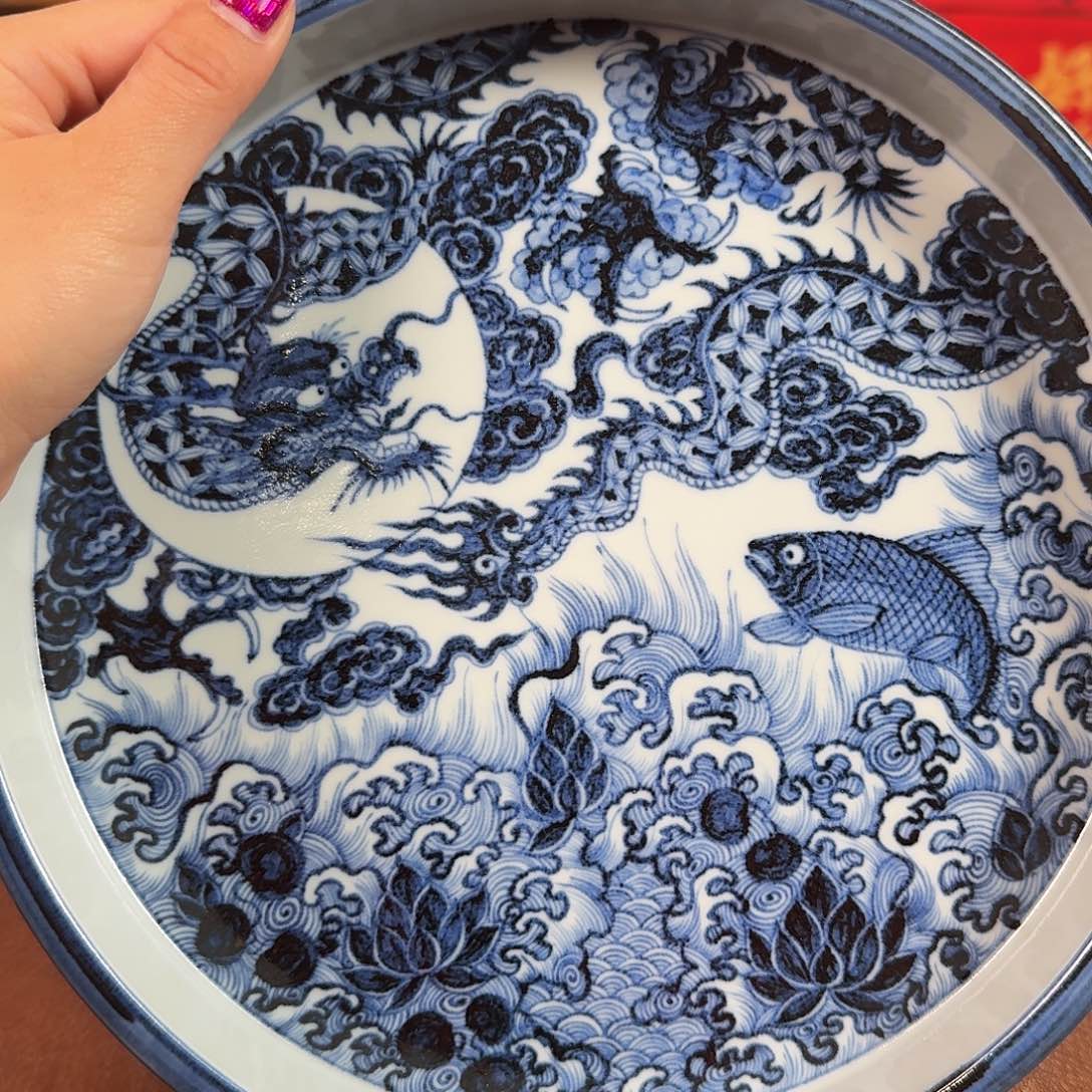 元青花鱼化龙壶承