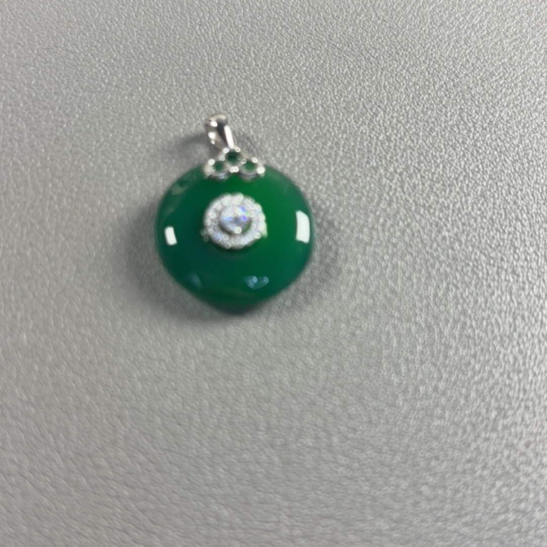 吊坠925银 S925银镶平安扣吊坠