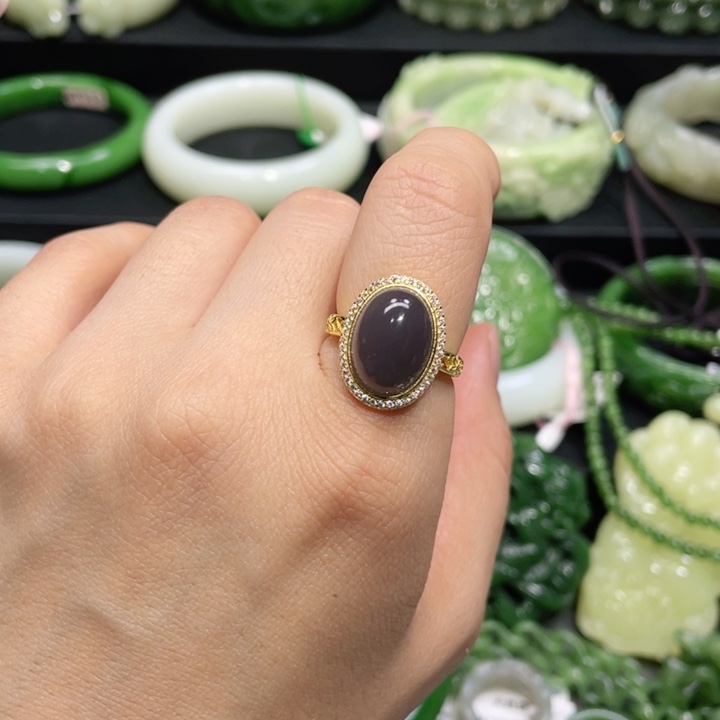 和田玉戒指银S925镶嵌