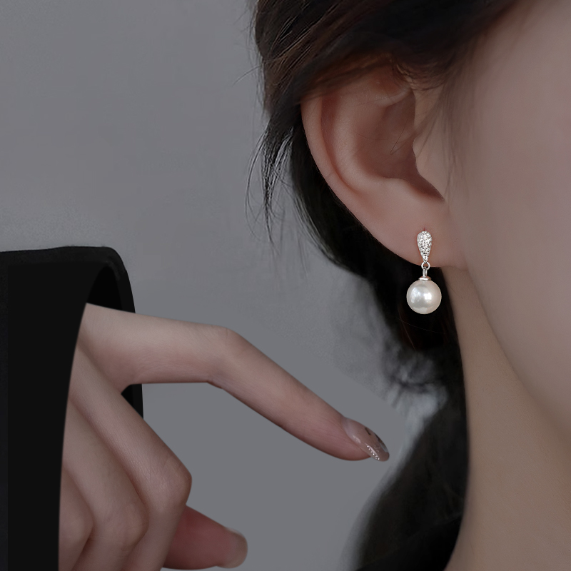 925银耳饰 925纯银水滴珠珠耳环女2025新款爆款耳钉耳饰耳坠银饰