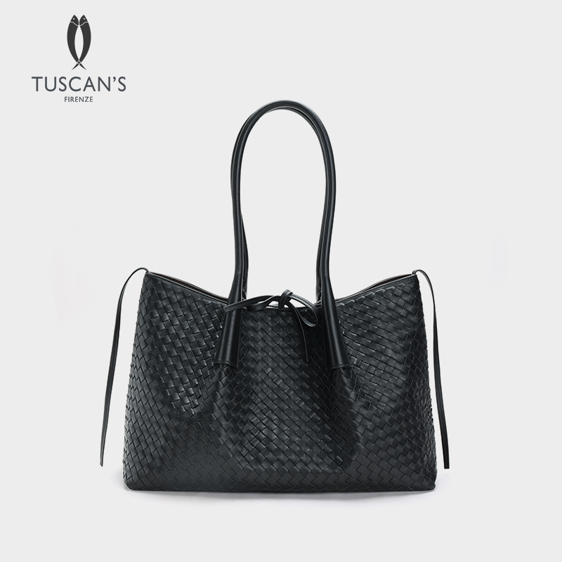 TUSCAN'S新款时尚百搭大容量羊皮编织包简约单肩托特包时代女包