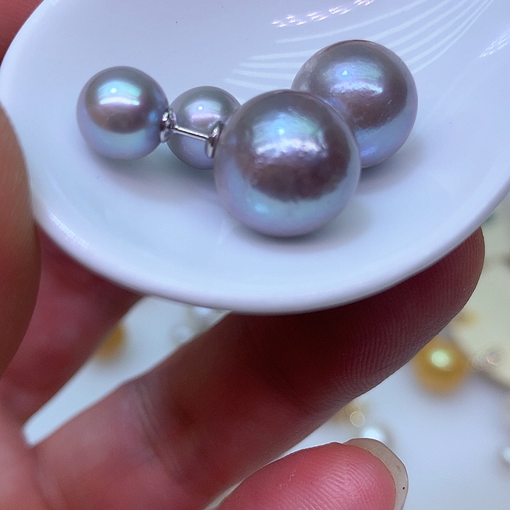 银S925镶嵌耳饰淡水珍珠