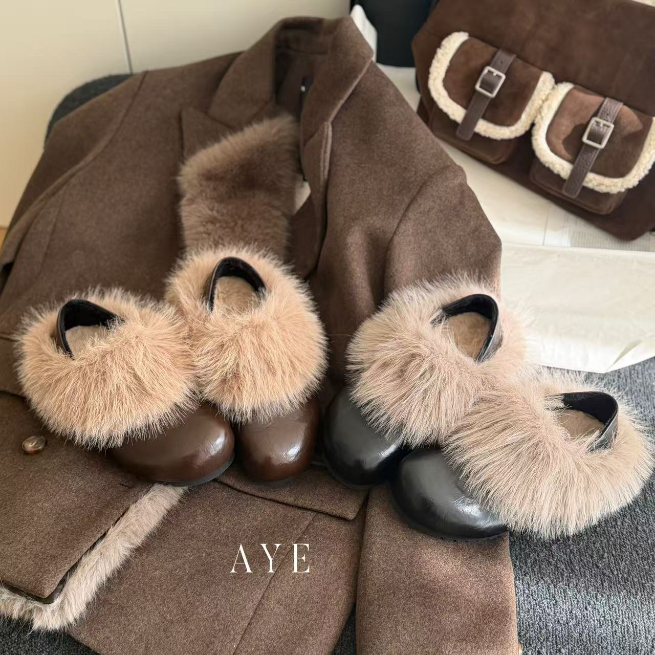 【AYE】25SS｜斯拉夫式两穿毛毛勃肯鞋｜跟高四公分 