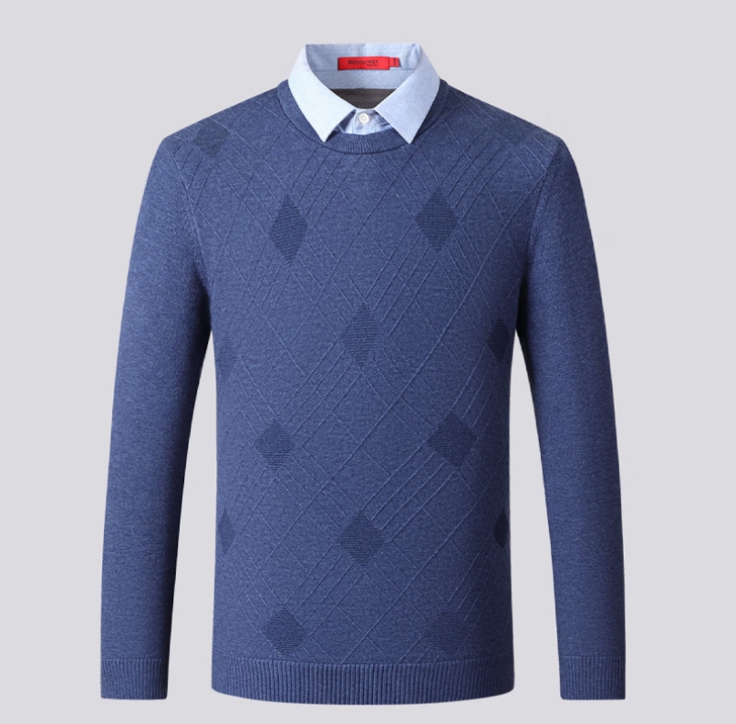 【敏敏】精品男装！7A881加绒加厚商务休闲假两件针织衫~BM317A881