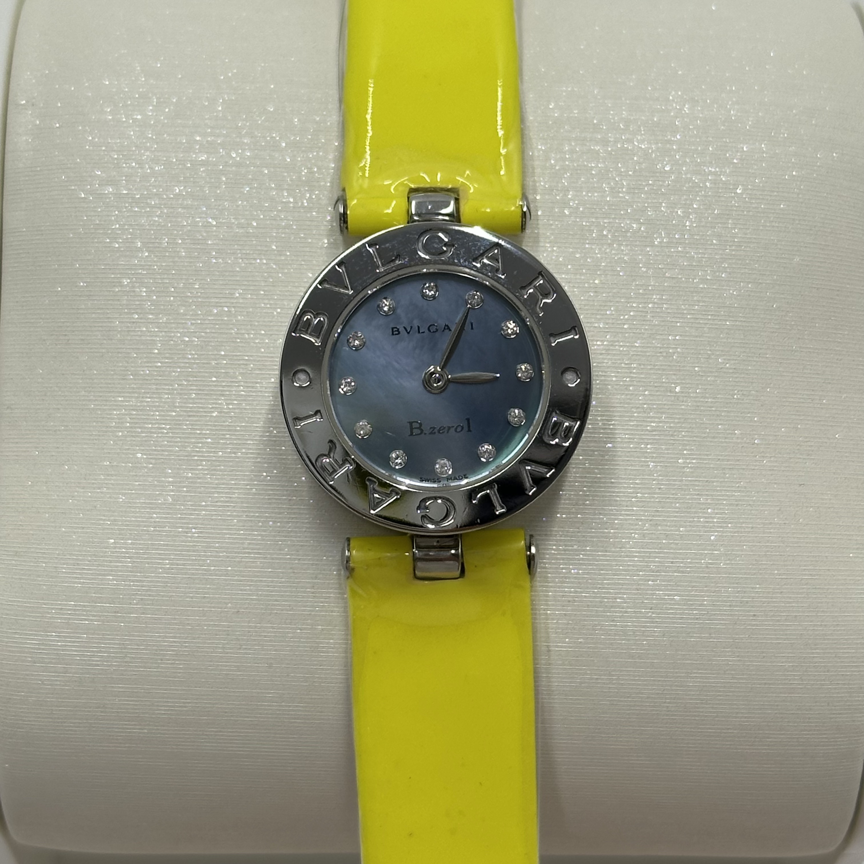 99新 BVLGARI/宝格丽 钢色蓝盘石英表BZ22S皮带22mm/B021