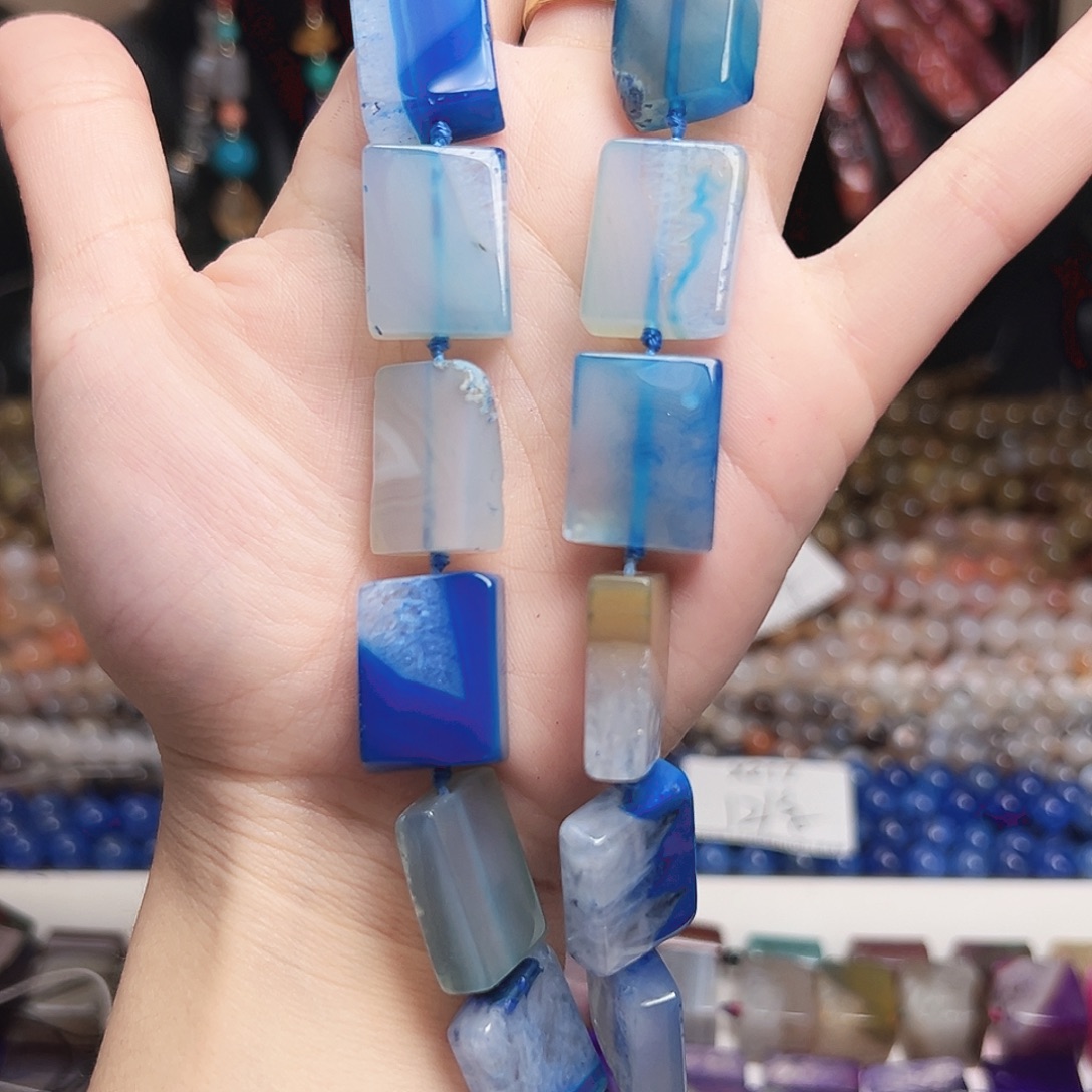 玛瑙/玉髓合金珠宝半成品x285 16m 蓝宝石冰川一条