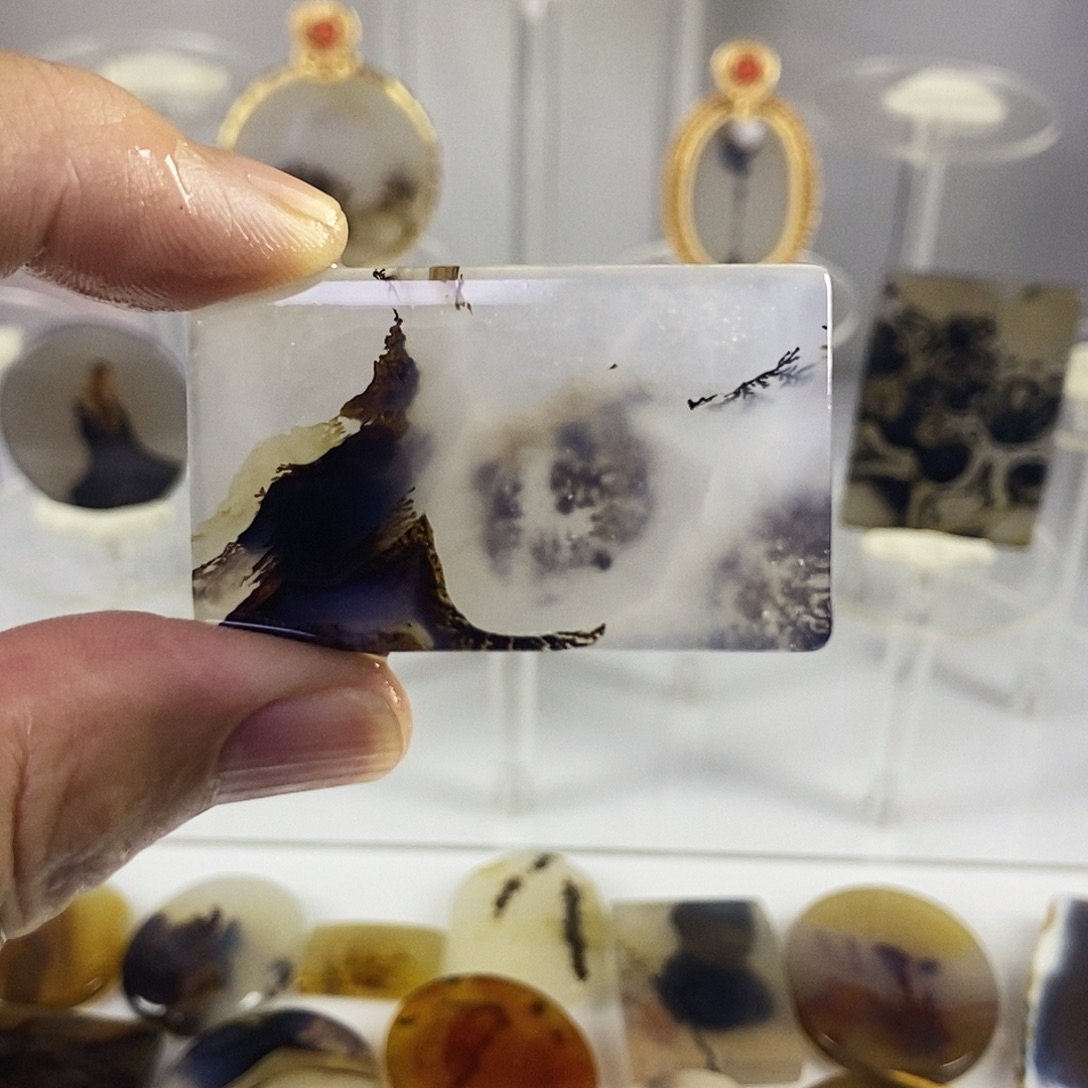 合成碳硅石非金属时尚图纹画面石饰品