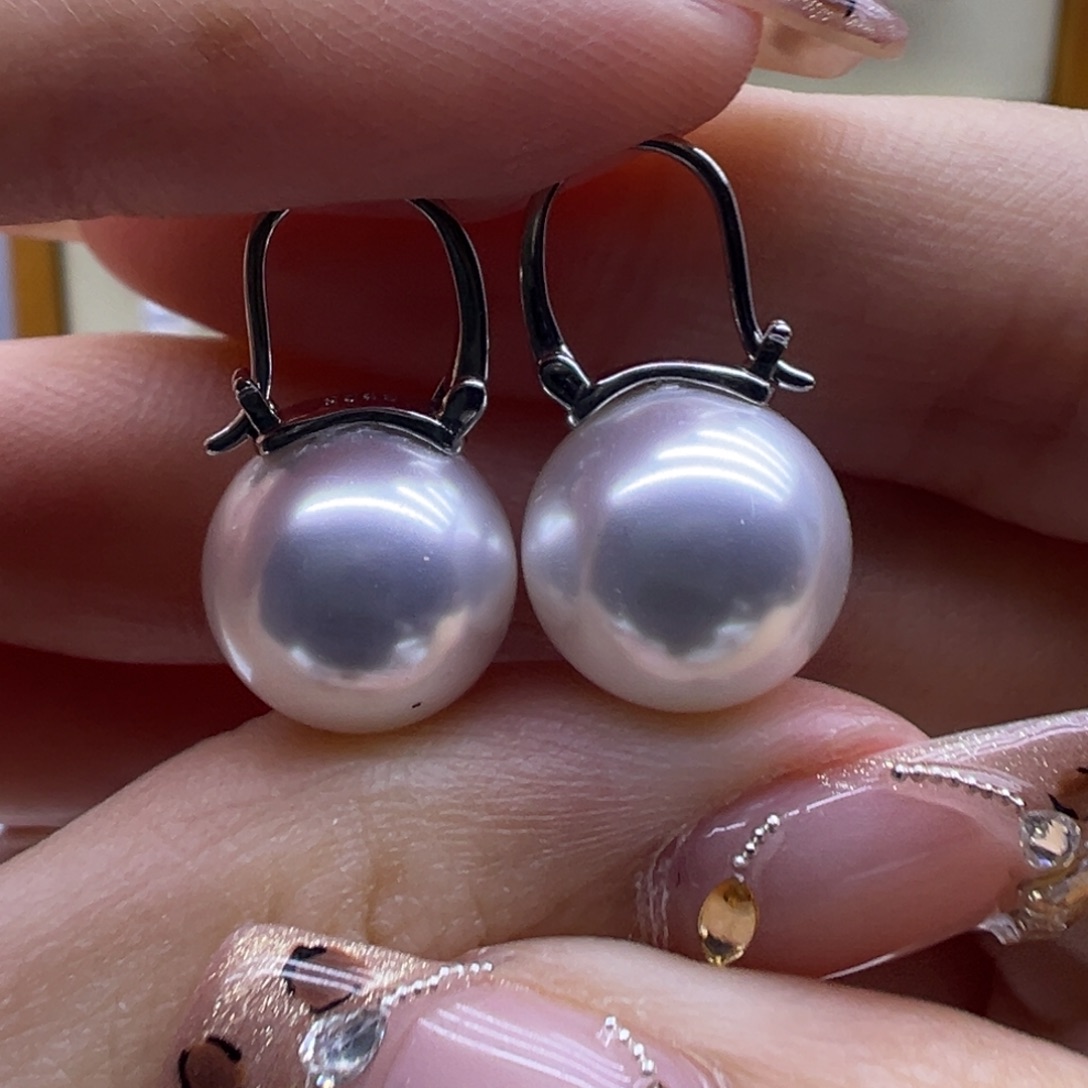 银S925镶嵌耳饰淡水珍珠