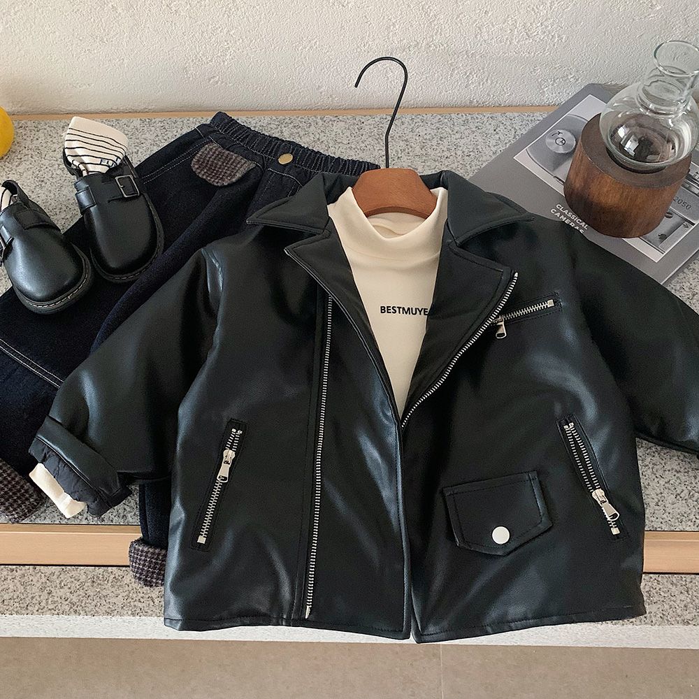 【炎炎妈咪】儿童冬季韩版夹棉皮衣外套MY8248