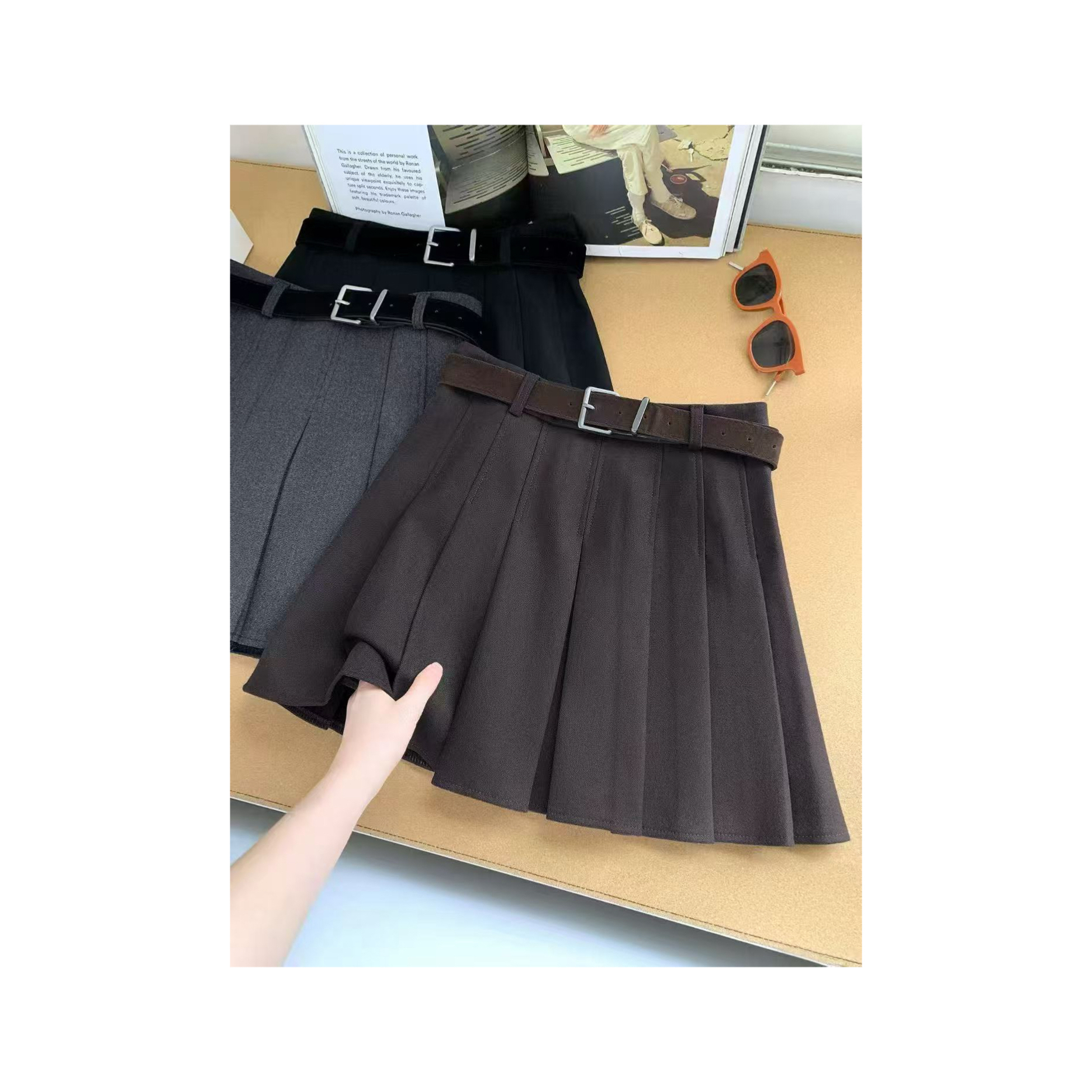 Miss zhuo｜卓晓儿 褶皱毛呢短裙冬款时尚百搭气质上衣显瘦裙子