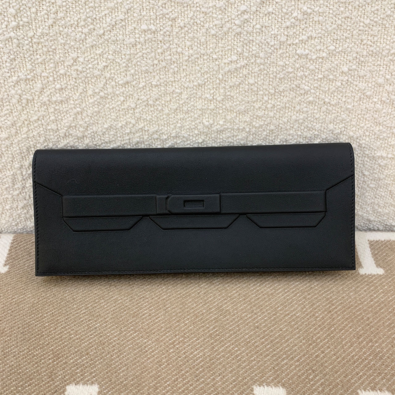 全新未使用 Hermes/爱马仕 shadow clutch B s皮 黑色0107n1
