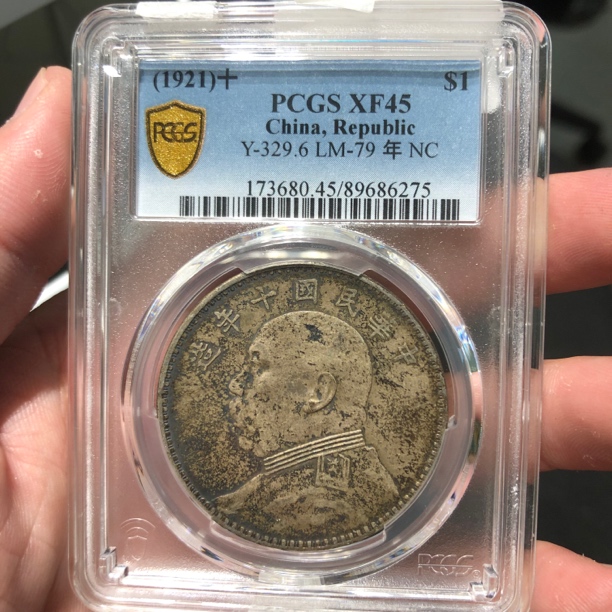 一路银源PCGS XF45 老包浆深打十年大头 6275