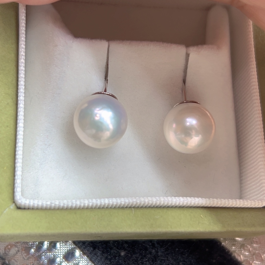 10.5MM极光天然珍珠银S925镶嵌淡水珍珠