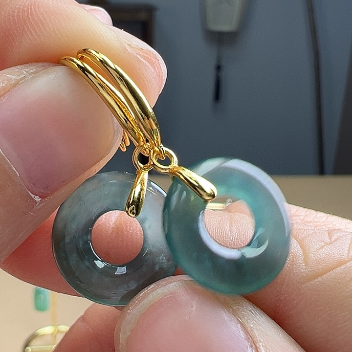 翡翠耳饰银S925镶嵌耳饰