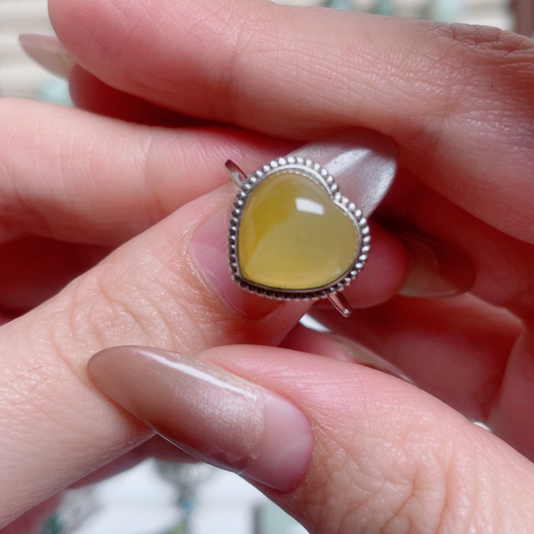 岫玉银S925镶嵌戒指