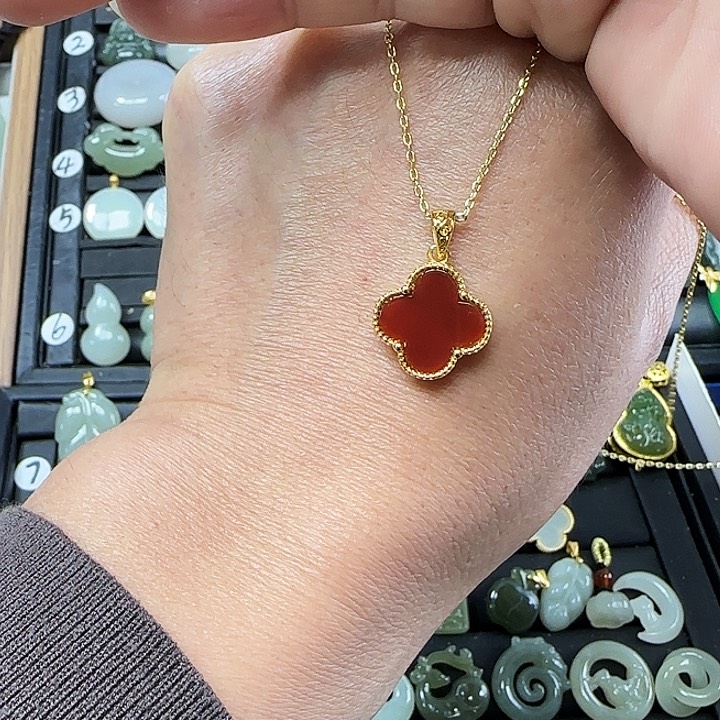 玛瑙/玉髓颈饰银S925镶嵌