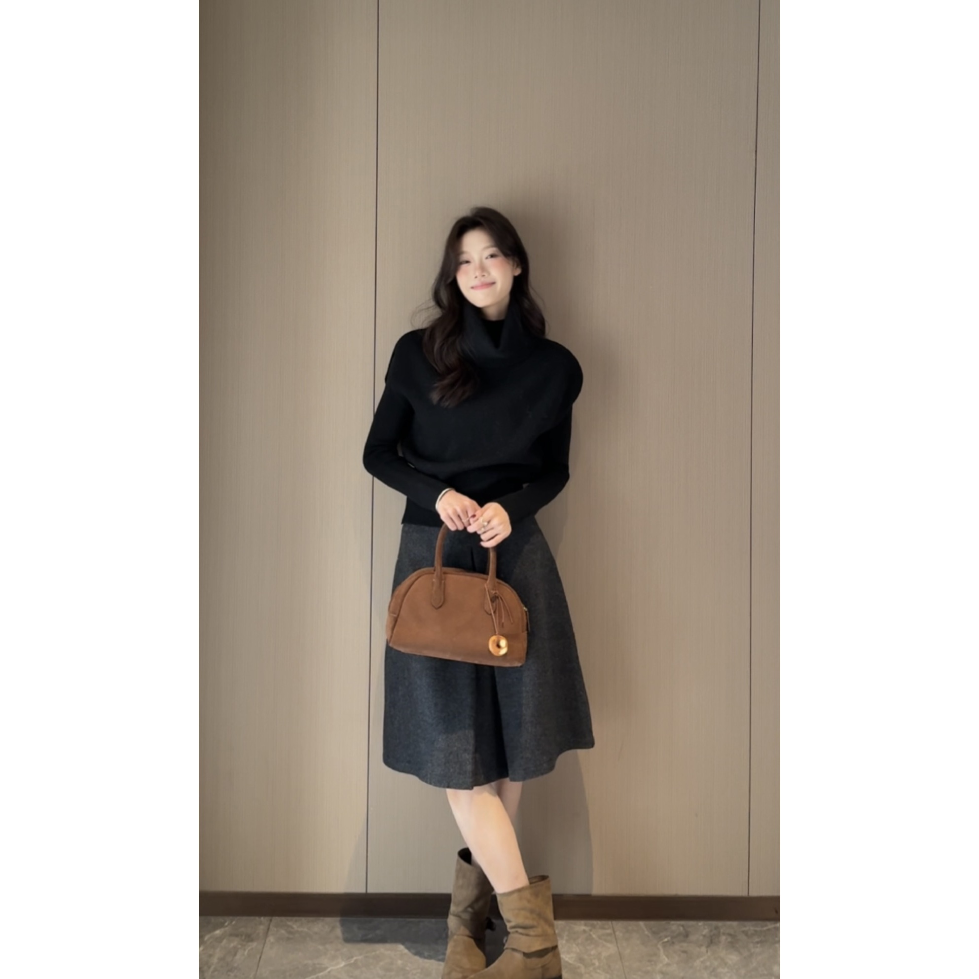 26083#秋冬必备百搭真两件套韩系堆领针织上衣