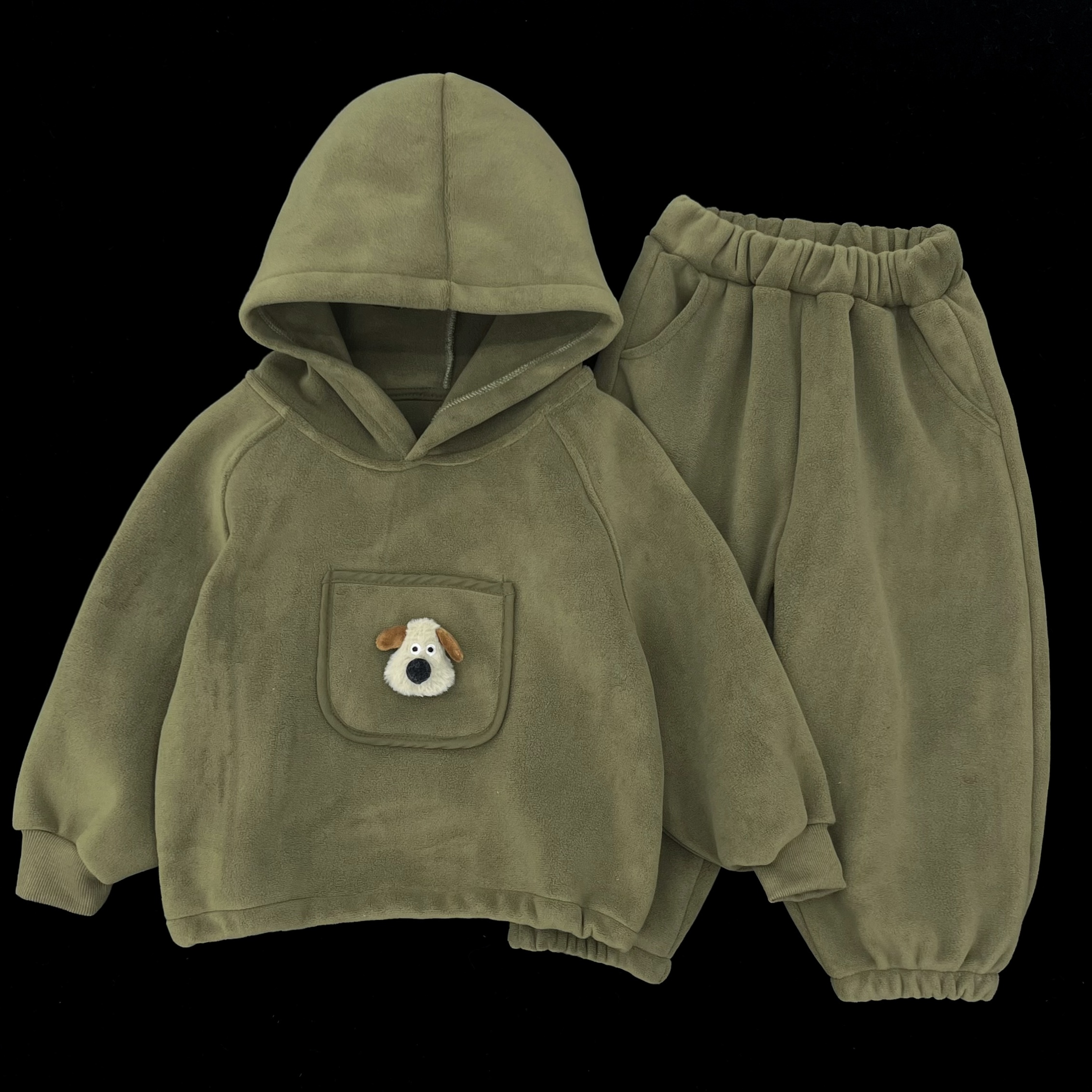 【小蛋壳】【现货】童装秋冬季男童卫衣日韩新款儿童上衣奥利绒套装