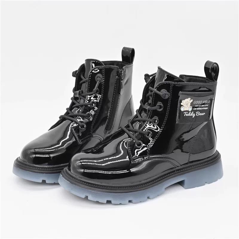 DT冬款童鞋1605女童马丁靴加绒休闲舒适时尚侧拉链23D